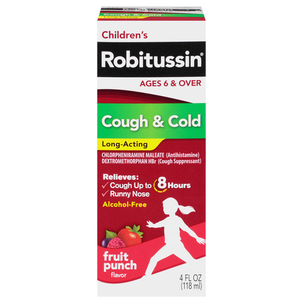 Robitussin Pediatric Cough & Cold Long-Acting Syrup Fruit Punch Liquid