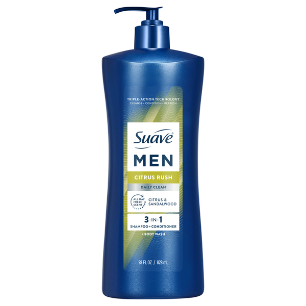 Suave Men Citrus Rush 3-in-1 Shampoo Conditioner & Body Wash