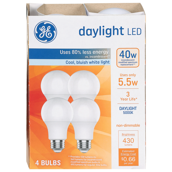 GE Daylight LED Less Energy Lightbulbs 40W