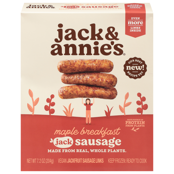 Save on Jack & Annie's Maple Breakfast Jackfruit Sausage Frozen Order