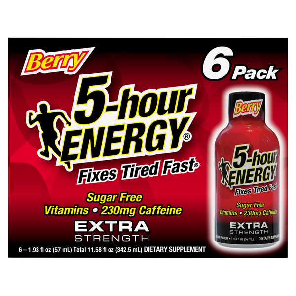 5-Hour Extra Strength Sugar Free Berry Energy Shot - 6 pk