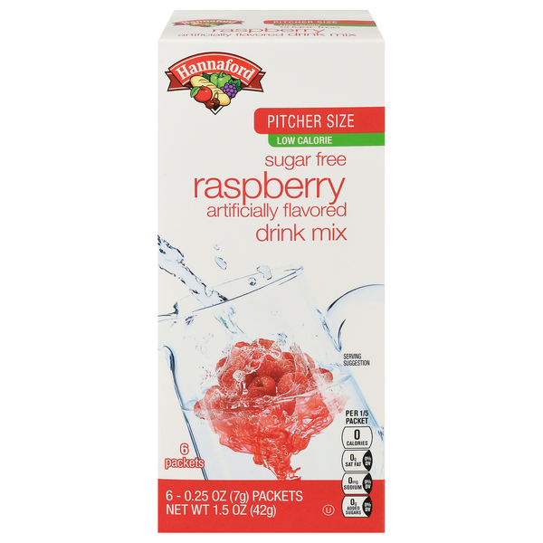 Hannaford Sugar Free Raspberry Drink Mix Pitcher Size - 6 ct