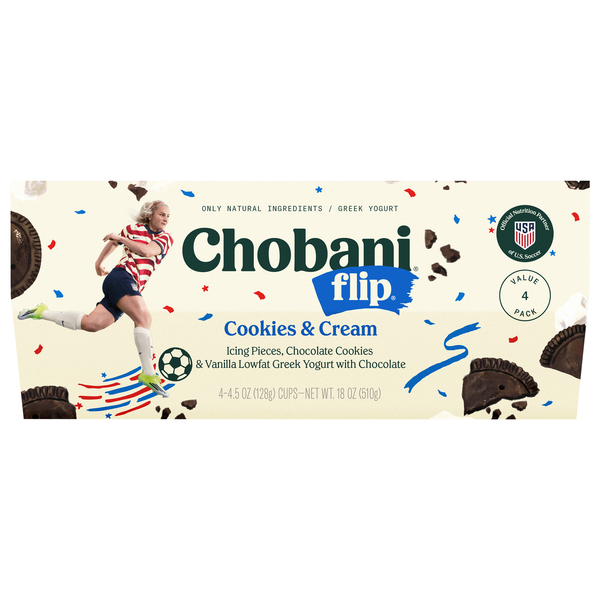 Chobani Flip Low Fat Cookies & Cream Greek Yogurt Cups - 4 ct
