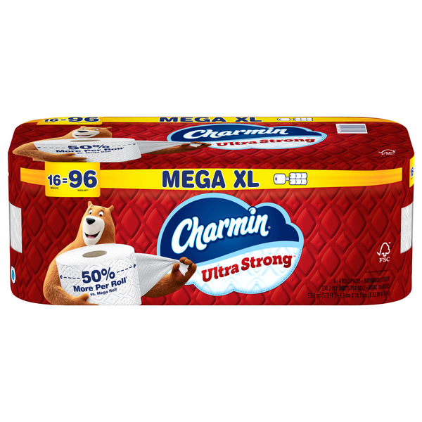 Charmin Ultra Strong Mega XL Roll 2-Ply Toilet Paper Unscented - 16 ct