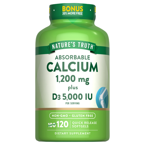 Nature's Truth Calcium 1200 mg Plus Vitamin D3 Softgels