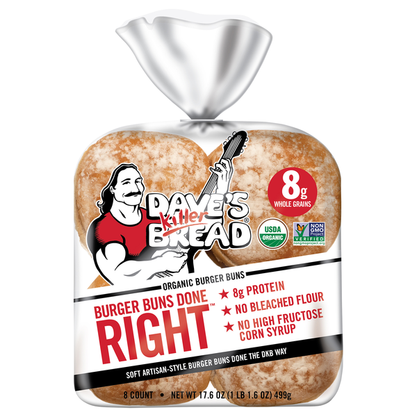 Dave's Killer Bread Organic Hamburger Buns Done Right - 8 ct
