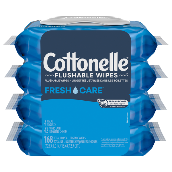 Cottonelle FreshCare Flushable Wipes 42 ct ea - 4 pk