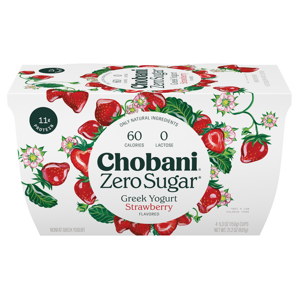 Save on Chobani Zero Sugar Yogurt Strawberry Flavor 4 ct Order Online