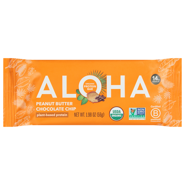 ALOHA Organic Peanut Butter Chocolate Chip 14g Plant-Based Protein Bar
