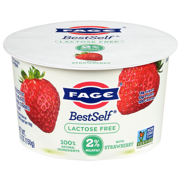 FAGE BestSelf Lactose Free Reduced Fat Strawberry Strained Greek Yogurt