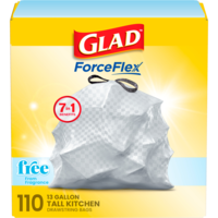 Glad ForceFlex Fragrance Free Tall Kitchen Drawstring Bags 13 Gallon