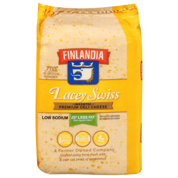 Finlandia Deli Low Sodium Imported Lacey Swiss Cheese (Thin Sliced)
