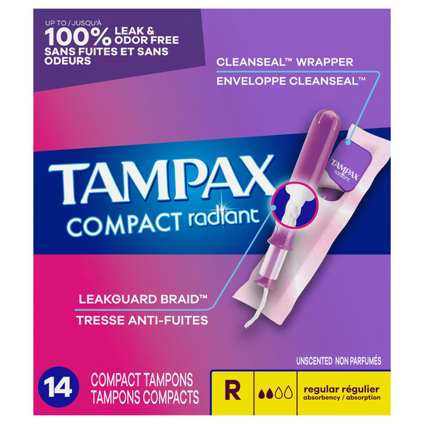 Tampax Pocket Radiant Unscented Regular Compact Tampons