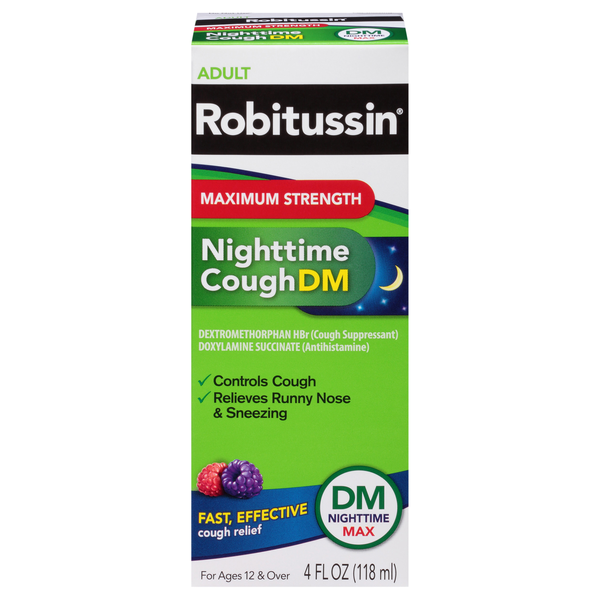 Robitussin Nighttime Cough DM Maximum Strength Berry Flavor Liquid