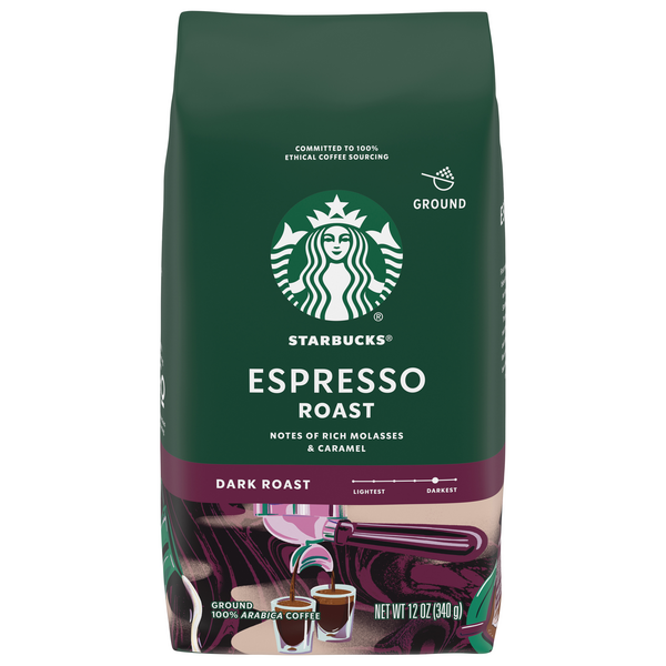 Save on Starbucks Espresso Dark Roast Coffee (Ground) Order Online