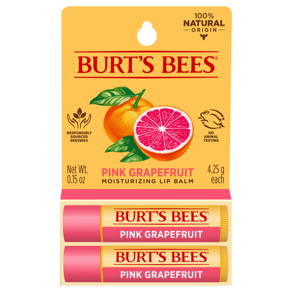 Burt's Bees Moisturizing Lip Balm Pink Grapefruit - 2 ct