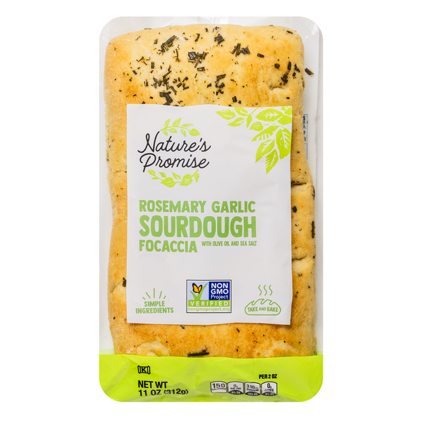 Nature's Promise Bakery Rosemary Garlic Sourdough Foccacia Bread Unsliced