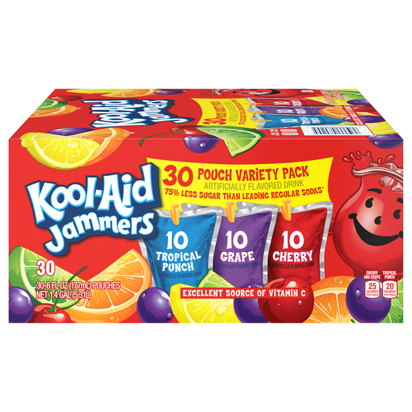 Kool-Aid Jammers Juice Drink Pouches Variety Pack - 30 pk