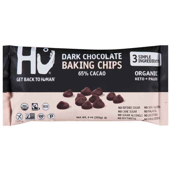 Hu Organic Gluten Free Dark Chocolate Baking Morsel Chips 70% Cacao