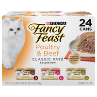 Fancy Feast Classic Pate Collection Poultry & Beef Wet Cat Food - 24 ct