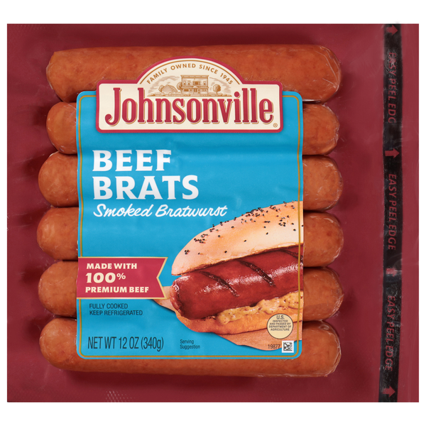 Johnsonville Beef Brats Smoked Bratwurst - 6 ct