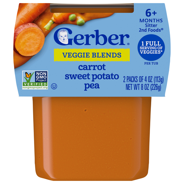 Gerber Natural 2nd Baby Food Carrot Sweet Potato Pea - 2 ct