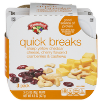 Hannaford Quick Breaks Sharp Yellow Cheddar Cheese Cranberries & Cashews