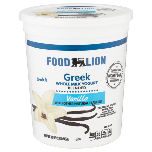 Food Lion Blended Whole Milk Greek Vanilla Yogurt