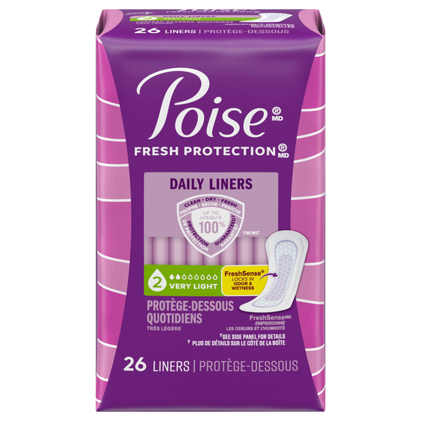 Poise Daily Incontinence Liners Very Light Regular Length