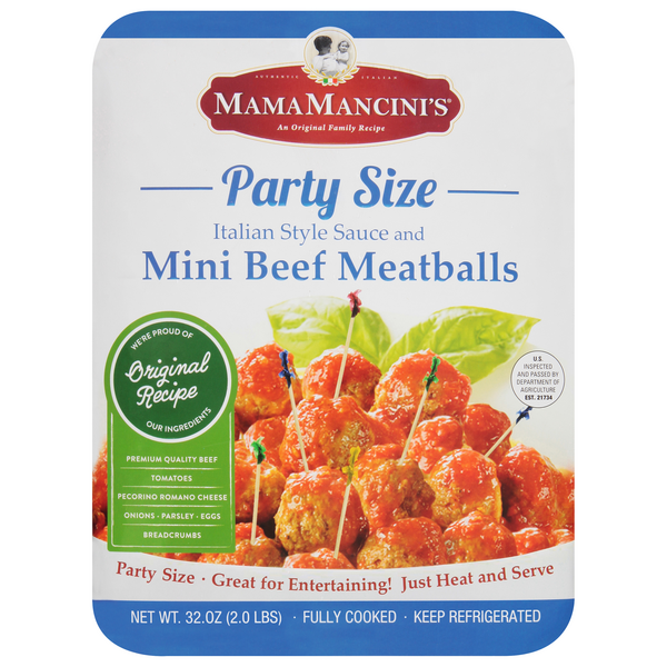 Mama Mancini's Party Size Mini Beef Meatballs Refrigerated
