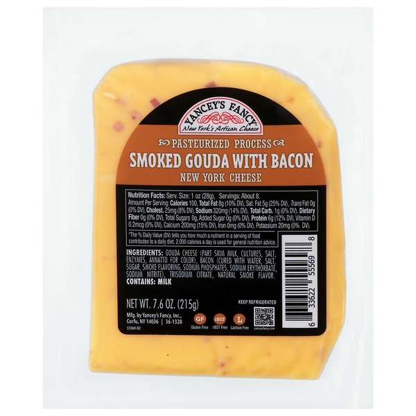 Yancey's Fancy Smoked Gouda Cheese with Bacon Wedge