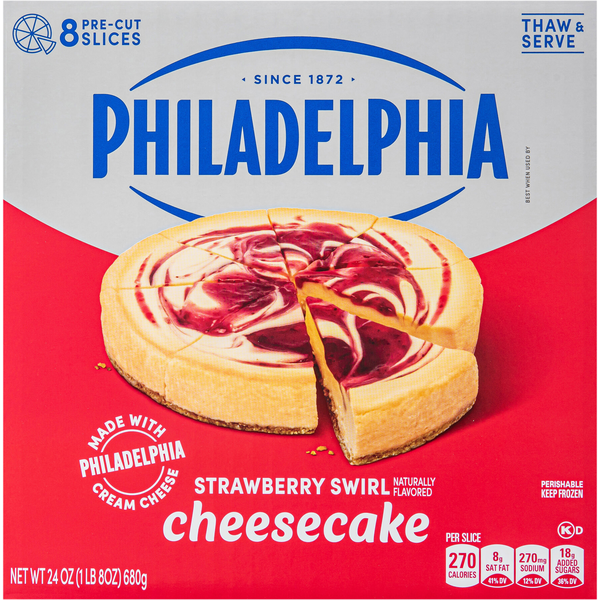 Philadelphia Strawberry Swirl Cheesecake Slices - 8 ct Frozen