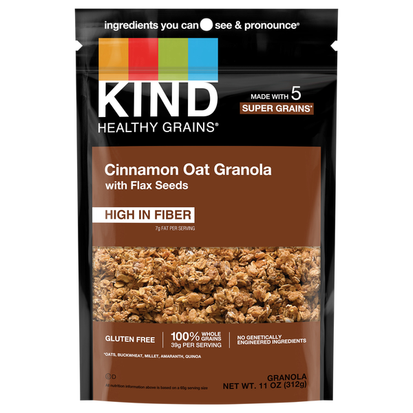 KIND Gluten Free Cinnamon Oat High Fiber Granola with Flax Seeds