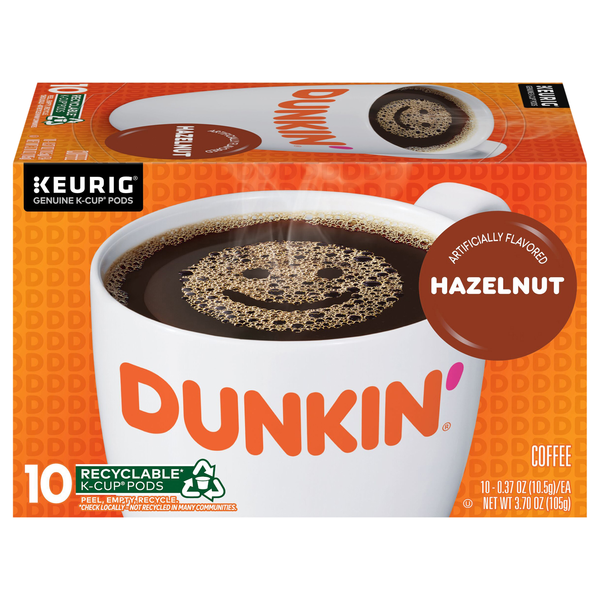 Dunkin' Hazelnut Flavored Medium Roast K-Cup Coffee Pods