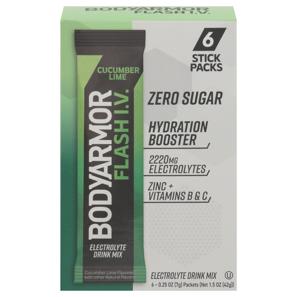 BODYARMOR Flash I.V. Cucumber Lime Electrolyte Drink Mix Sticks - 6 ct