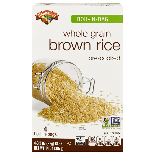Hannaford Boil-in-Bag Precooked Whole Grain Brown Rice - 4 ct