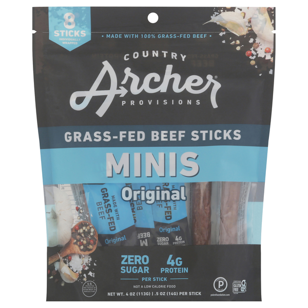 Save on Country Archer Minis Grassfed Beef Sticks Original Gluten Free
