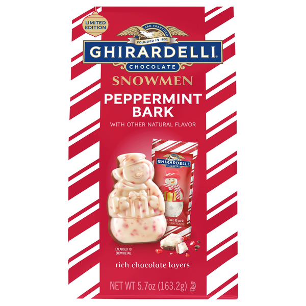 Ghirardelli Christmas Peppermint Bark Snowman Candy