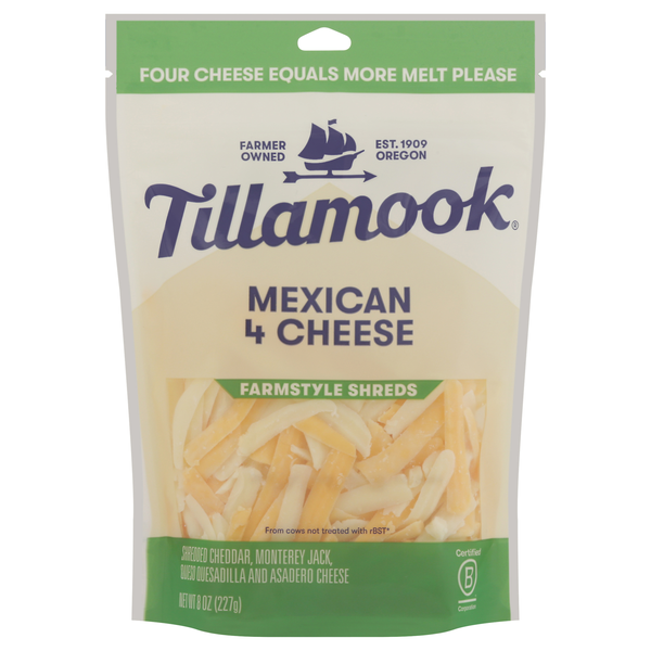 Save on Tillamook Farmstyle Shredded Mexican 4 Cheese Blend Order