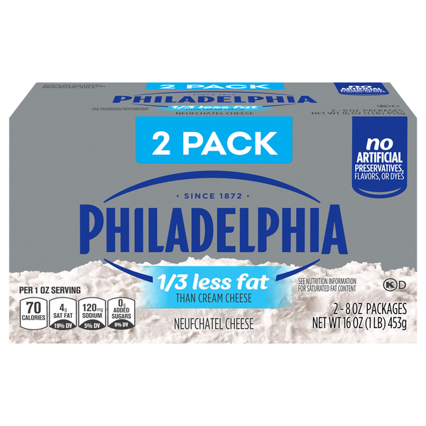 Philadelphia Neufchatel Cheese Brick - 2 ct