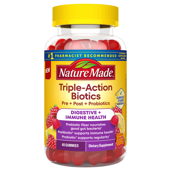 Nature Made Raspberry Flavor Triple-Action Biotics Gummies