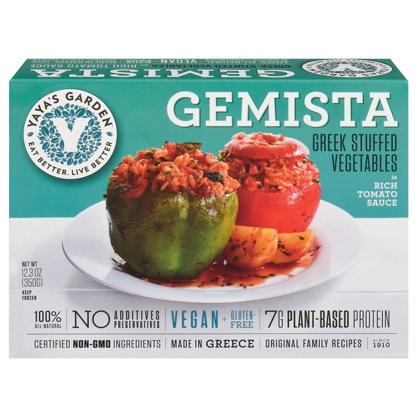 Save on Yaya's Garden Gemista Greek Stuffed Vegetables in Rich Tomato