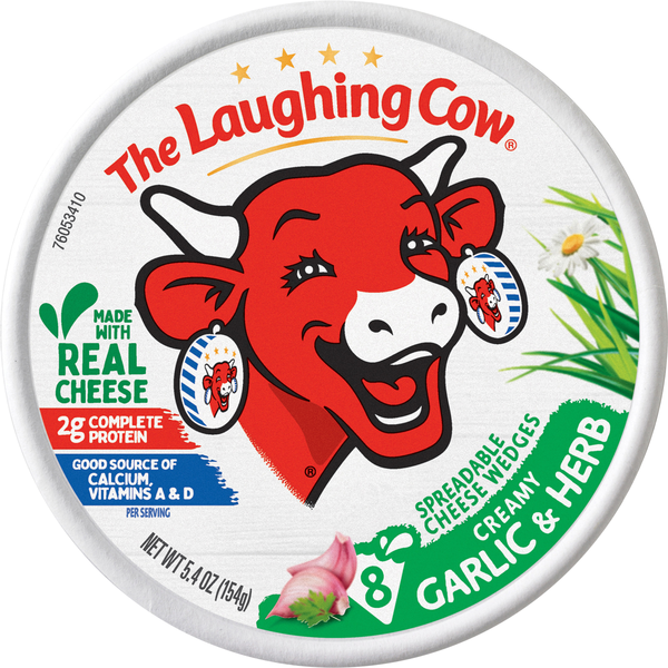 The Laughing Cow Creamy Garlic & Herb Spreadable Cheese Wedges - 8 ct