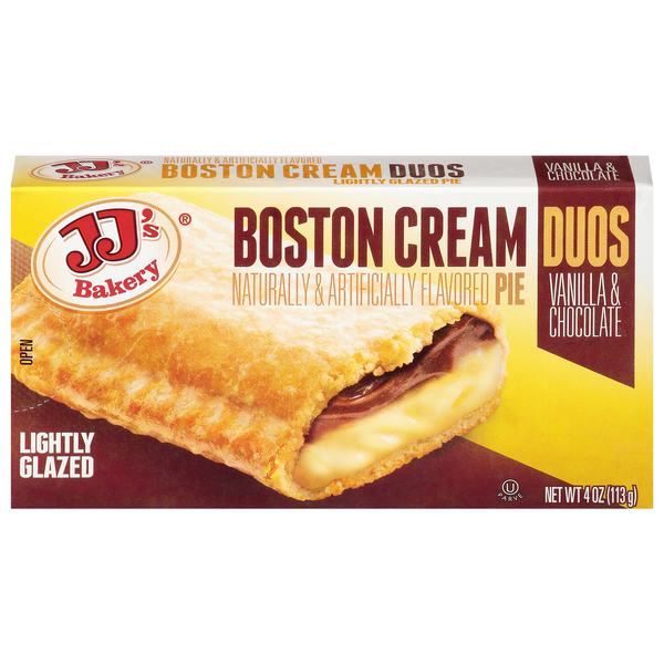 Save on JJ's Bakery Duos Boston Cream Pie Lightly Glazed Vanilla & Chocolate Order Online