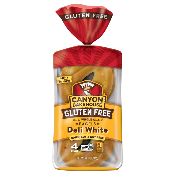 Canyon Bakehouse Gluten Free 100% Whole Grain Deli White Bagels - 4 ct