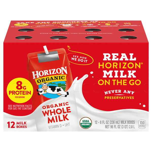 Horizon Organic Shelf-Stable Whole Milk - 12 pk