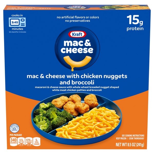Kraft Mac & Cheese with Breaded Chicken Nuggets & Broccoli Frozen Meal