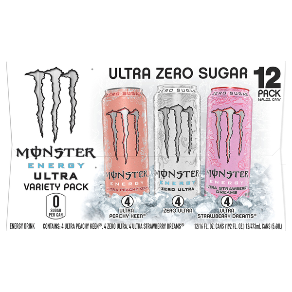 Monster Ultra Zero Sugar Variety Pack Energy Drink - 12 pk