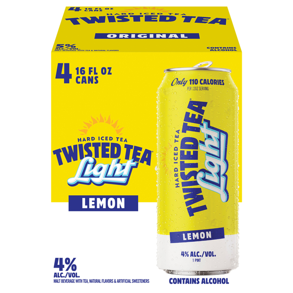 Twisted Tea Light Lemon Hard Iced Tea - 4 pk