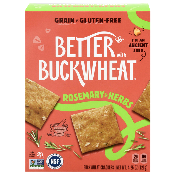 Better with Buckwheat Grain & Gluten Free Rosemary & Herbs Crackers